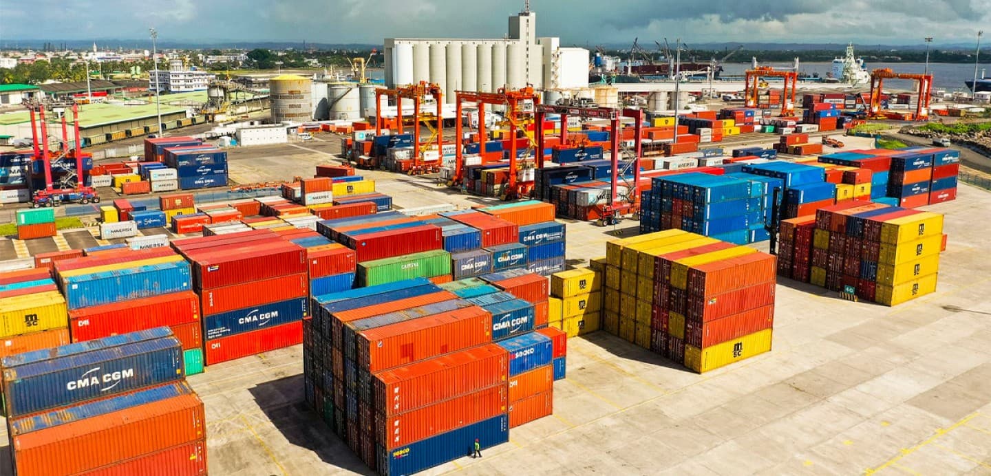 Container yard aerial view — Madagascar
